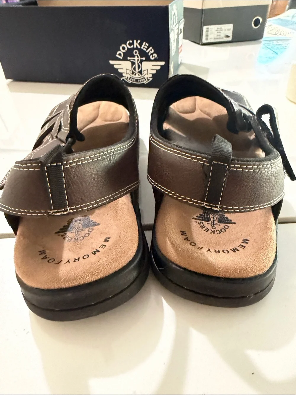 Dockers Men's Brown Fisherman Sandals with Memory Foam